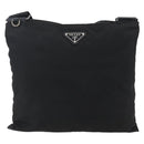 PRADA Shoulder Bag Nylon Black Silver Auth 173528-2