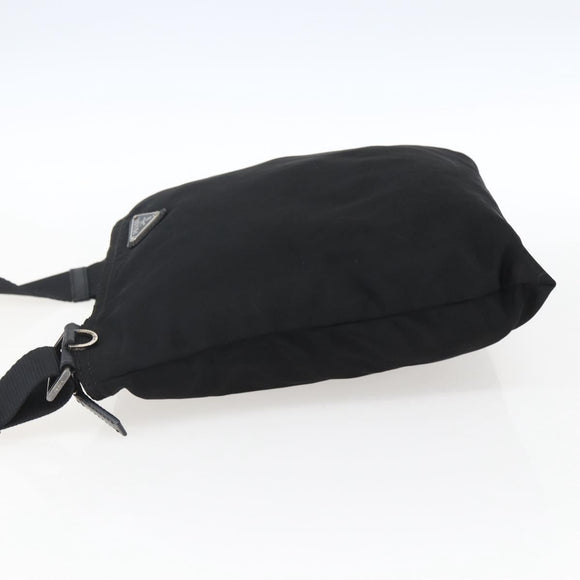 PRADA Shoulder Bag Nylon Black Silver Auth 173528