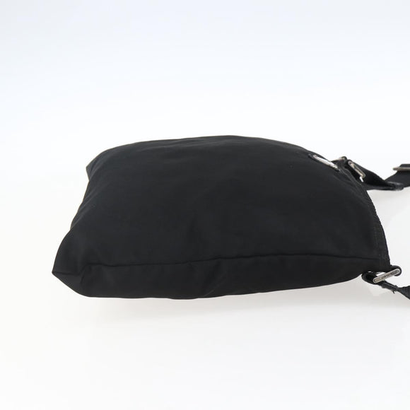 PRADA Shoulder Bag Nylon Black Silver Auth 173528