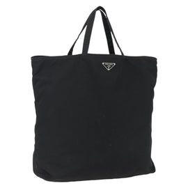 PRADA Tote Bag Nylon Black Silver Auth 173530