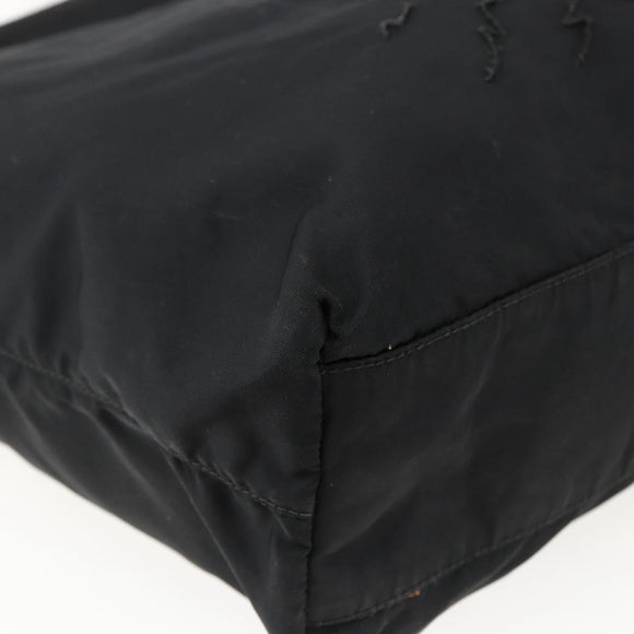 PRADA Tote Bag Nylon Black Silver Auth 173530