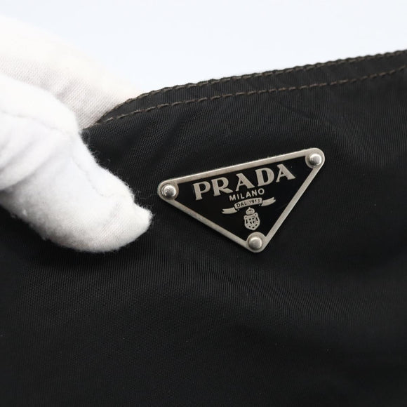 PRADA Tote Bag Nylon Black Silver Auth 173530