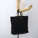 PRADA Tote Bag Nylon Black Silver Auth 173530-23