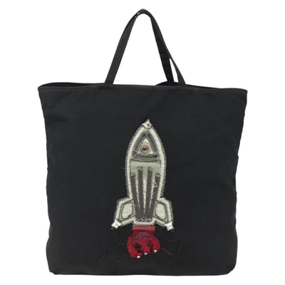 PRADA Tote Bag Nylon Black Silver Auth 173530 - 0