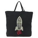 PRADA Tote Bag Nylon Black Silver Auth 173530-2