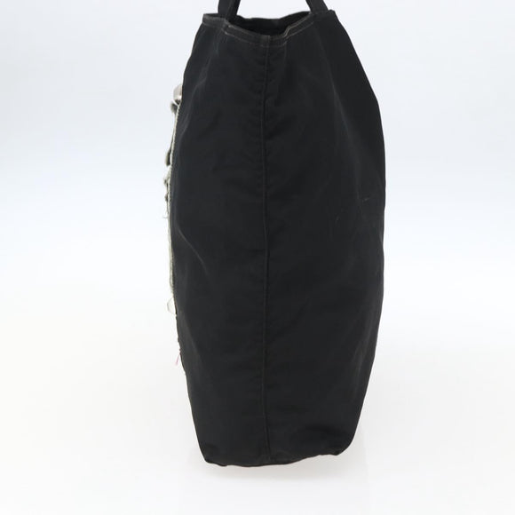 PRADA Tote Bag Nylon Black Silver Auth 173530