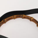 GUCCI Bamboo Hand Bag Leather 2way Black Gold 001 1998 1577 Auth 173531-9