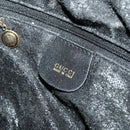 GUCCI Bamboo Hand Bag Leather 2way Black Gold 001 1998 1577 Auth 173531-21