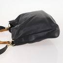 GUCCI Bamboo Hand Bag Leather 2way Black Gold 001 1998 1577 Auth 173531-4