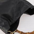 GUCCI Bamboo Hand Bag Leather 2way Black Gold 001 1998 1577 Auth 173531-6