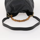 GUCCI Bamboo Hand Bag Leather 2way Black Gold 001 1998 1577 Auth 173531-7