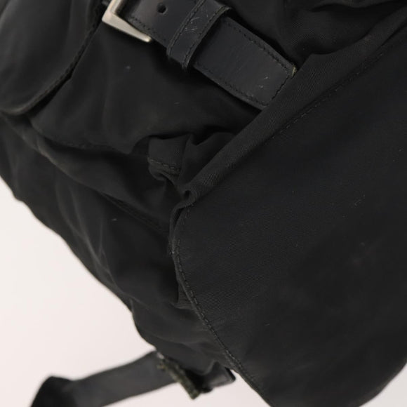 PRADA Backpack Nylon Leather Black Silver Auth 173533