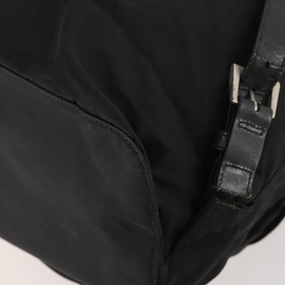 PRADA Backpack Nylon Leather Black Silver Auth 173533