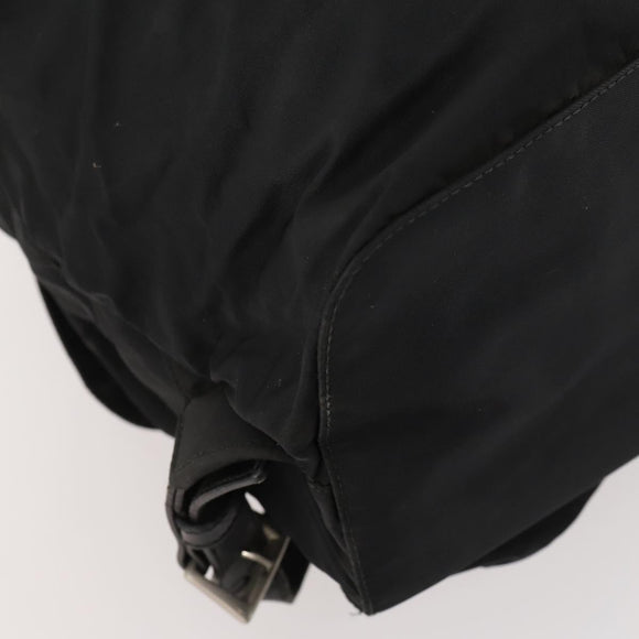 PRADA Backpack Nylon Leather Black Silver Auth 173533
