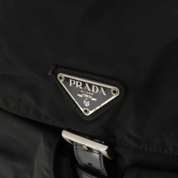 PRADA Backpack Nylon Leather Black Silver Auth 173533