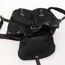 PRADA Backpack Nylon Leather Black Silver Auth 173533-23