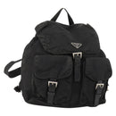 PRADA Backpack Nylon Leather Black Silver Auth 173533-1