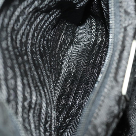 PRADA Backpack Nylon Leather Black Silver Auth 173533