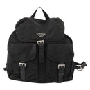 PRADA Backpack Nylon Leather Black Silver Auth 173533-13