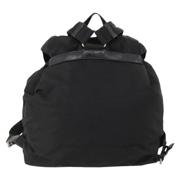 PRADA Backpack Nylon Leather Black Silver Auth 173533