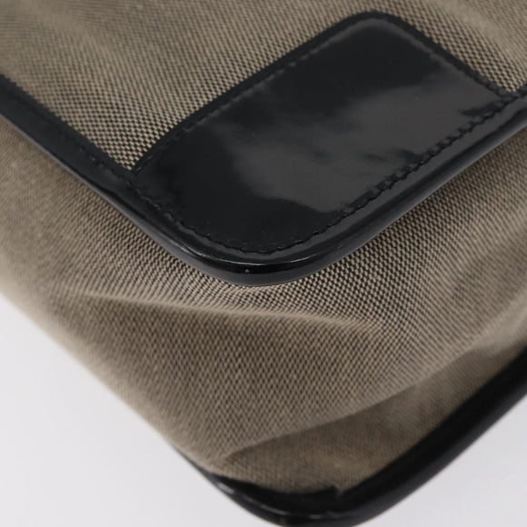 GUCCI Tote Bag Canvas patent leather Beige Black gold 000 0855 Auth 173536