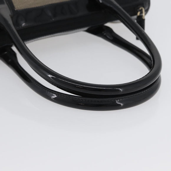 GUCCI Tote Bag Canvas patent leather Beige Black gold 000 0855 Auth 173536