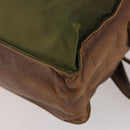 PRADA Shoulder Bag Nylon Leather Khaki Brown Silver Auth 173537-8