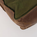 PRADA Shoulder Bag Nylon Leather Khaki Brown Silver Auth 173537-15