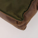 PRADA Shoulder Bag Nylon Leather Khaki Brown Silver Auth 173537-16