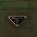 PRADA Shoulder Bag Nylon Leather Khaki Brown Silver Auth 173537-18