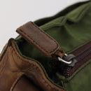 PRADA Shoulder Bag Nylon Leather Khaki Brown Silver Auth 173537-9