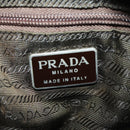 PRADA Shoulder Bag Nylon Leather Khaki Brown Silver Auth 173537-21
