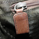 PRADA Shoulder Bag Nylon Leather Khaki Brown Silver Auth 173537-22