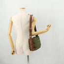 PRADA Shoulder Bag Nylon Leather Khaki Brown Silver Auth 173537-24