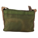 PRADA Shoulder Bag Nylon Leather Khaki Brown Silver Auth 173537-2