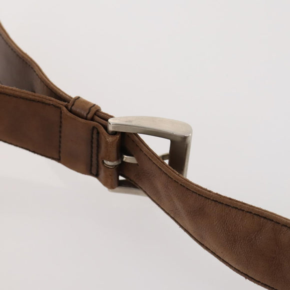 PRADA Shoulder Bag Nylon Leather Khaki Brown Silver Auth 173537
