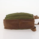 PRADA Shoulder Bag Nylon Leather Khaki Brown Silver Auth 173537-5