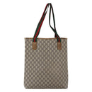 GUCCI GUCCI Plus Supreme Web Sherry Line Tote Bag PVC Beige Gold Auth 173538-3
