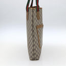 GUCCI GUCCI Plus Supreme Web Sherry Line Tote Bag PVC Beige Gold Auth 173538-4
