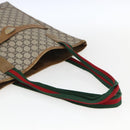 GUCCI GUCCI Plus Supreme Web Sherry Line Tote Bag PVC Beige Gold Auth 173538-7