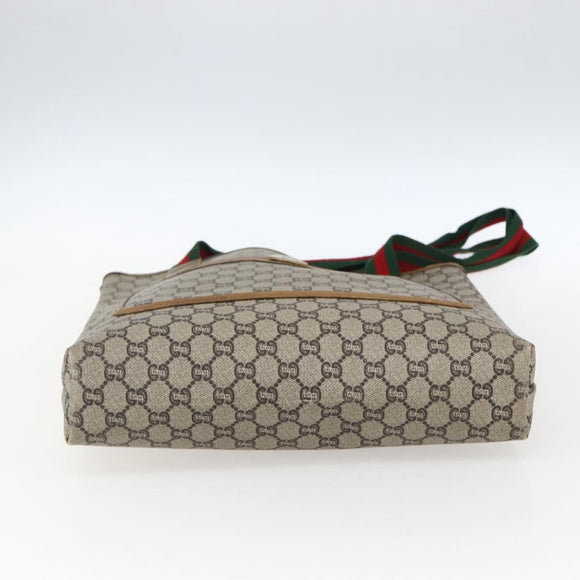 GUCCI GUCCI Plus Supreme Web Sherry Line Tote Bag PVC Beige Gold Auth 173538