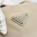 PRADA Tote Bag Nylon Beige Silver Auth 173539-17
