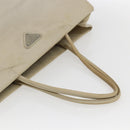 PRADA Tote Bag Nylon Beige Silver Auth 173539-7