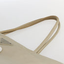 PRADA Tote Bag Nylon Beige Silver Auth 173539-8