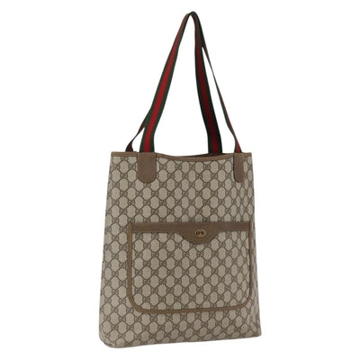 GUCCI GG Supreme Web Sherry Line Tote Bag PVC Beige Gold 39 02 003 Auth 173540