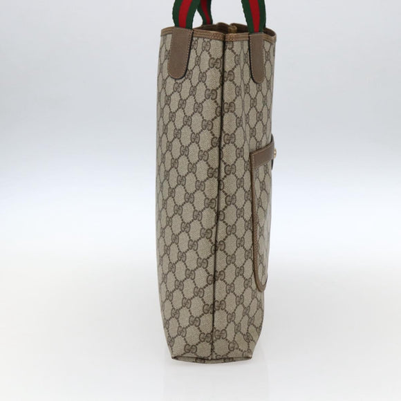 GUCCI GG Supreme Web Sherry Line Tote Bag PVC Beige Gold 39 02 003 Auth 173540