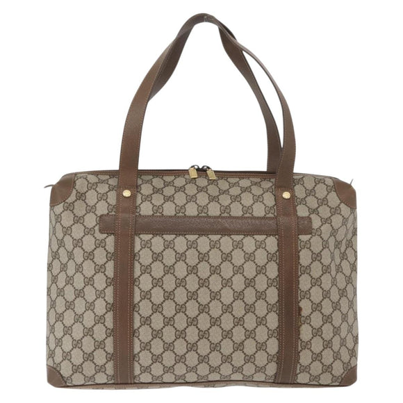 GUCCI GG Supreme Tote Bag PVC Leather Beige Auth 173541