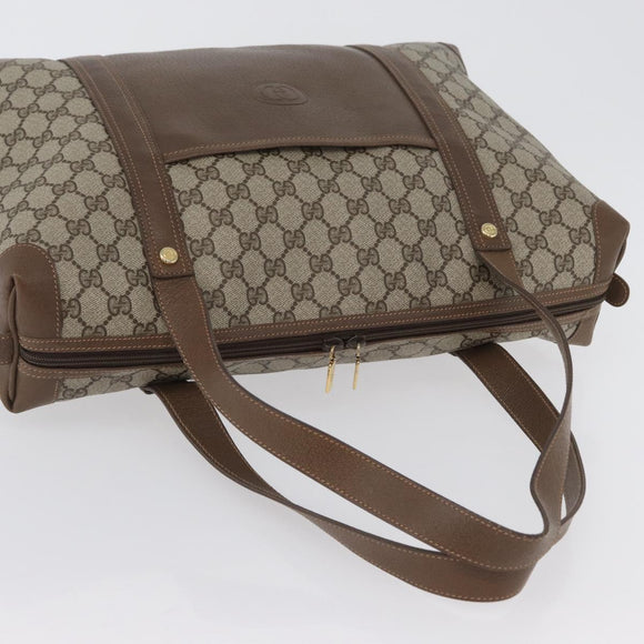 GUCCI GG Supreme Tote Bag PVC Leather Beige Auth 173541