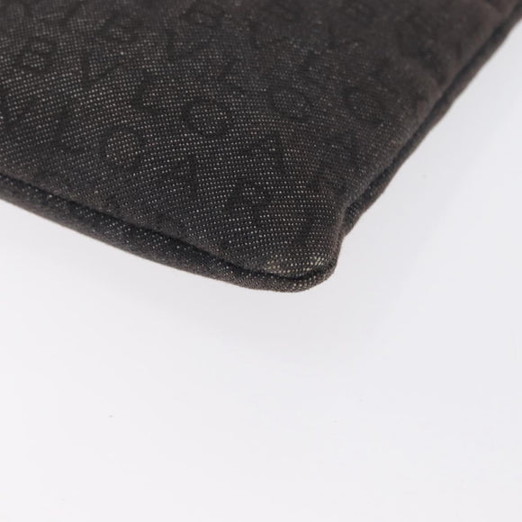 BVLGARI Logo Mania Shoulder Bag Canvas Black Silver Auth 173542