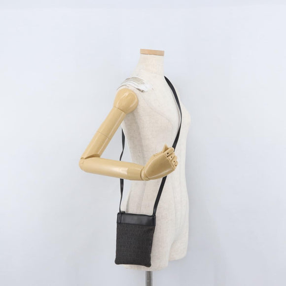 BVLGARI Logo Mania Shoulder Bag Canvas Black Silver Auth 173542